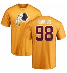 NFL Nike Washington Redskins #98 Matt Ioannidis Gold Name & Number Logo T-Shirt