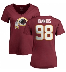 NFL Women's Nike Washington Redskins #98 Matt Ioannidis Maroon Name & Number Logo T-Shirt