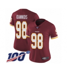 Women's Washington Redskins #98 Matt Ioannidis Burgundy Red Team Color Vapor Untouchable Limited Player 100th Season Football Jersey