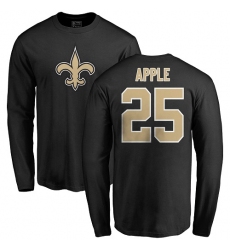 NFL Nike New Orleans Saints #25 Eli Apple Black Name & Number Logo Long Sleeve T-Shirt