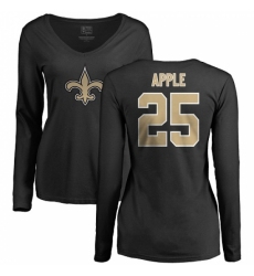 NFL Women's Nike New Orleans Saints #25 Eli Apple Black Name & Number Logo Slim Fit Long Sleeve T-Shirt
