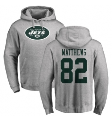 NFL Nike New York Jets #82 Rishard Matthews Ash Name & Number Logo Pullover Hoodie