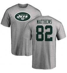 NFL Nike New York Jets #82 Rishard Matthews Ash Name & Number Logo T-Shirt