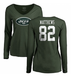 NFL Women's Nike New York Jets #82 Rishard Matthews Green Name & Number Logo Long Sleeve T-Shirt