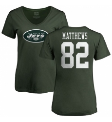 NFL Women's Nike New York Jets #82 Rishard Matthews Green Name & Number Logo T-Shirt