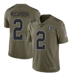 Men's Nike Oakland Raiders #2 AJ McCarron Limited Olive 2017 Salute to Service NFL Jersey