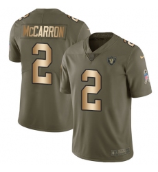Men's Nike Oakland Raiders #2 AJ McCarron Limited Olive Gold 2017 Salute to Service NFL Jersey