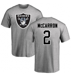NFL Nike Oakland Raiders #2 AJ McCarron Ash Name & Number Logo T-Shirt