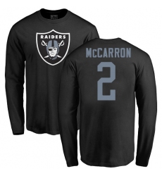 NFL Nike Oakland Raiders #2 AJ McCarron Black Name & Number Logo Long Sleeve T-Shirt