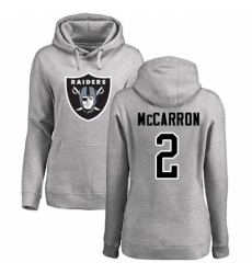 NFL Women's Nike Oakland Raiders #2 AJ McCarron Ash Name & Number Logo Pullover Hoodie