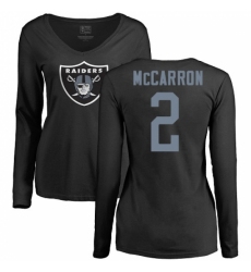 NFL Women's Nike Oakland Raiders #2 AJ McCarron Black Name & Number Logo Long Sleeve T-Shirt