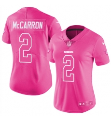 Women's Nike Oakland Raiders #2 AJ McCarron Limited Pink Rush Fashion NFL Jersey