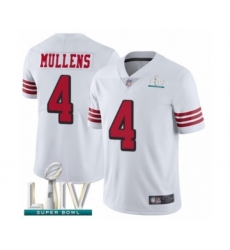 Men's San Francisco 49ers #4 Nick Mullens Limited White Rush Vapor Untouchable Super Bowl LIV Bound Football Jersey