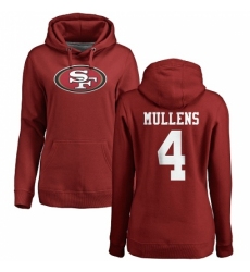 NFL Women's Nike San Francisco 49ers #4 Nick Mullens Red Name & Number Logo Pullover Hoodie