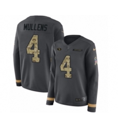 Women's Nike San Francisco 49ers #4 Nick Mullens Limited Black Salute to Service Therma Long Sleeve NFL Jersey