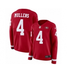 Women's Nike San Francisco 49ers #4 Nick Mullens Limited Red Therma Long Sleeve NFL Jersey