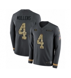 Youth Nike San Francisco 49ers #4 Nick Mullens Limited Black Salute to Service Therma Long Sleeve NFL Jersey
