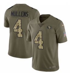 Youth Nike San Francisco 49ers #4 Nick Mullens Limited Olive Camo 2017 Salute to Service NFL Jersey