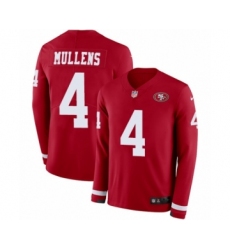 Youth Nike San Francisco 49ers #4 Nick Mullens Limited Red Therma Long Sleeve NFL Jersey