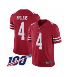 Youth San Francisco 49ers #4 Nick Mullens Red Team Color Vapor Untouchable Limited Player 100th Season Football Jersey
