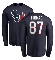 NFL Nike Houston Texans #87 Demaryius Thomas Navy Blue Name & Number Logo Long Sleeve T-Shirt
