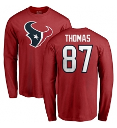 NFL Nike Houston Texans #87 Demaryius Thomas Red Name & Number Logo Long Sleeve T-Shirt