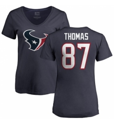 NFL Women's Nike Houston Texans #87 Demaryius Thomas Navy Blue Name & Number Logo T-Shirt