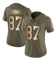 Women's Nike Houston Texans #87 Demaryius Thomas Limited Olive Gold 2017 Salute to Service NFL Jersey