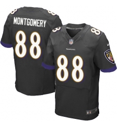 Men's Nike Baltimore Ravens #88 Ty Montgomery Elite Black Alternate NFL Jersey
