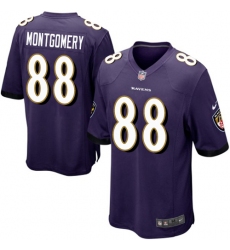 Men's Nike Baltimore Ravens #88 Ty Montgomery Game Purple Team Color NFL Jersey