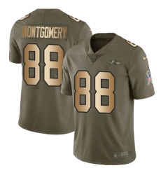 Men's Nike Baltimore Ravens #88 Ty Montgomery Limited Olive Gold Salute to Service NFL Jersey