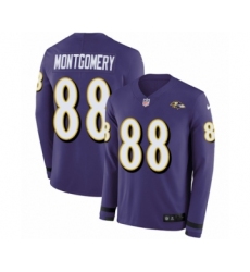Men's Nike Baltimore Ravens #88 Ty Montgomery Limited Purple Therma Long Sleeve NFL Jersey