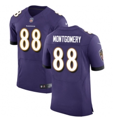 Men's Nike Baltimore Ravens #88 Ty Montgomery Purple Team Color Vapor Untouchable Elite Player NFL Jersey