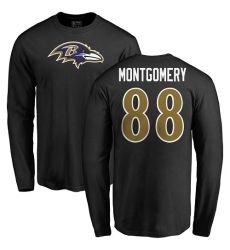 NFL Nike Baltimore Ravens #88 Ty Montgomery Black Name & Number Logo Long Sleeve T-Shirt