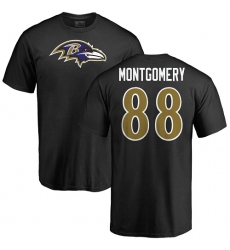 NFL Nike Baltimore Ravens #88 Ty Montgomery Black Name & Number Logo T-Shirt