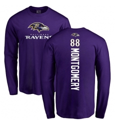 NFL Nike Baltimore Ravens #88 Ty Montgomery Purple Backer Long Sleeve T-Shirt