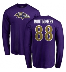 NFL Nike Baltimore Ravens #88 Ty Montgomery Purple Name & Number Logo Long Sleeve T-Shirt