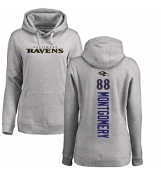 NFL Women's Nike Baltimore Ravens #88 Ty Montgomery Ash Backer Pullover Hoodie