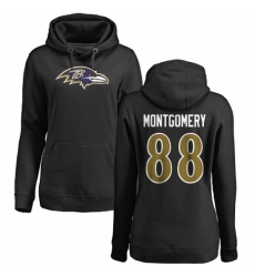 NFL Women's Nike Baltimore Ravens #88 Ty Montgomery Black Name & Number Logo Pullover Hoodie