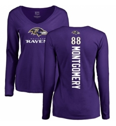 NFL Women's Nike Baltimore Ravens #88 Ty Montgomery Purple Backer Long Sleeve T-Shirt