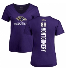 NFL Women's Nike Baltimore Ravens #88 Ty Montgomery Purple Backer T-Shirt