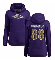 NFL Women's Nike Baltimore Ravens #88 Ty Montgomery Purple Name & Number Logo Pullover Hoodie