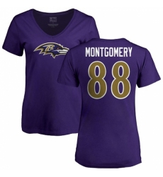 NFL Women's Nike Baltimore Ravens #88 Ty Montgomery Purple Name & Number Logo T-Shirt