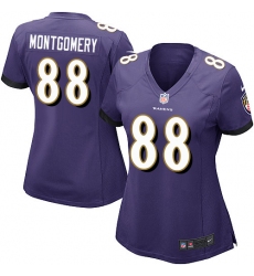 Women's Nike Baltimore Ravens #88 Ty Montgomery Game Purple Team Color NFL Jersey