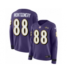 Women's Nike Baltimore Ravens #88 Ty Montgomery Limited Purple Therma Long Sleeve NFL Jersey