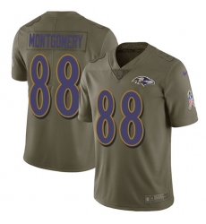Youth Nike Baltimore Ravens #88 Ty Montgomery Limited Olive 2017 Salute to Service NFL Jersey