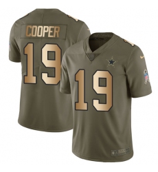 Men's Nike Dallas Cowboys #19 Amari Cooper Limited Olive Gold 2017 Salute to Service NFL Jersey