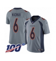 Men's Denver Broncos #6 Colby Wadman Limited Silver Inverted Legend 100th Season Football Jersey