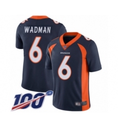 Men's Denver Broncos #6 Colby Wadman Navy Blue Alternate Vapor Untouchable Limited Player 100th Season Football Jersey