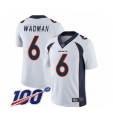 Men's Denver Broncos #6 Colby Wadman White Vapor Untouchable Limited Player 100th Season Football Jersey